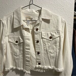 Alice + Olivia Cream Boxy Cropped Jacket